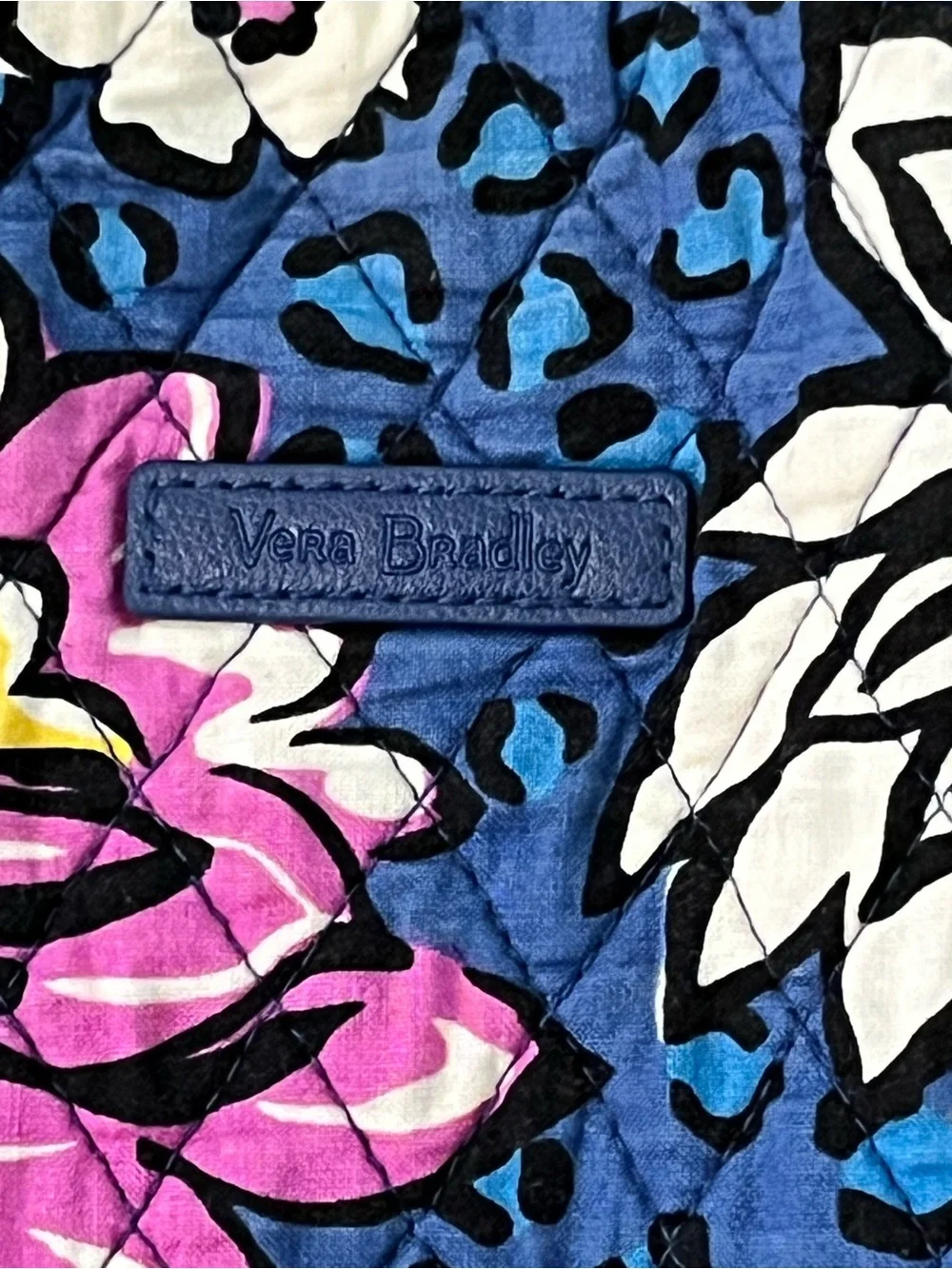 Vera Bradley Quilted Tote Bag African Violet Pattern / Retired / 3 Pockets EUC